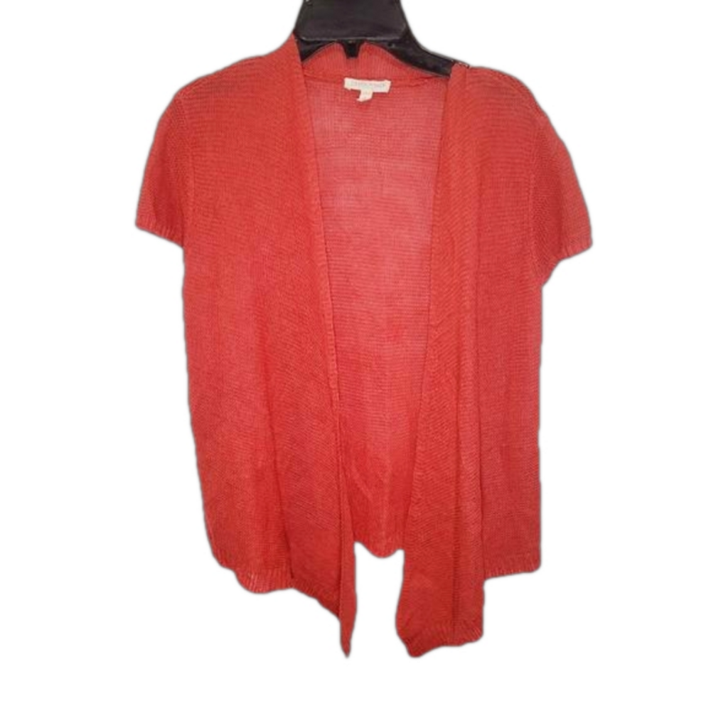 Eileen Fisher Linen fine gauge drape open cardigan